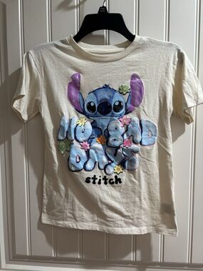 Disney STITCH T-Shirt Kids L (10-12) NO BAD DAYS Off-White
